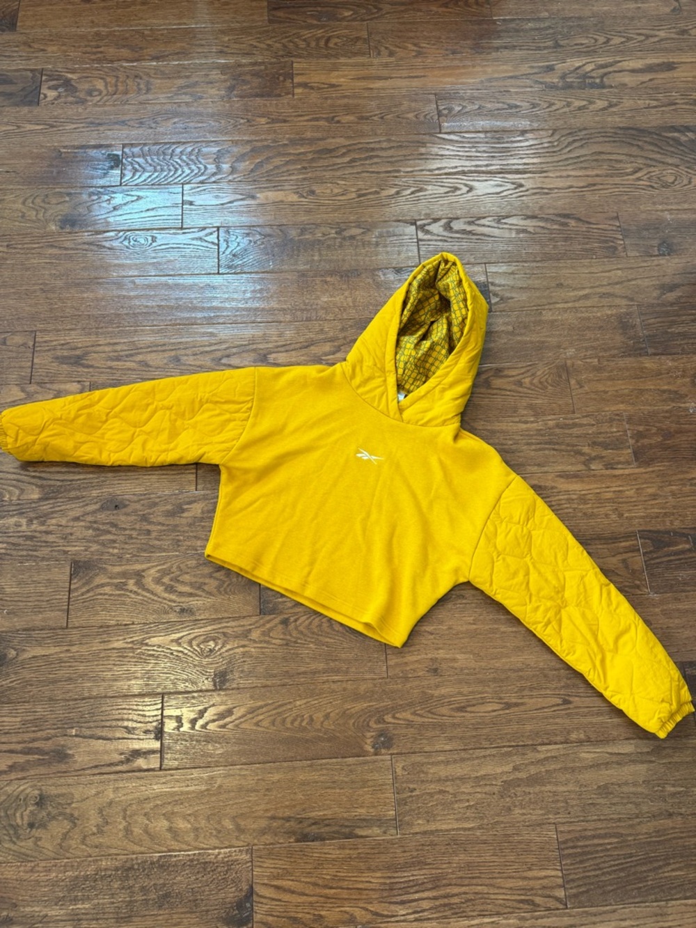 Reebok Yellow Hooded Crop Sweatshirt